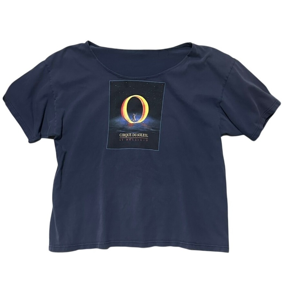 Vintage Cirque du Soleil O Bellagio Las Vegas Graphic T-Shirt Navy Raw Neck XL
